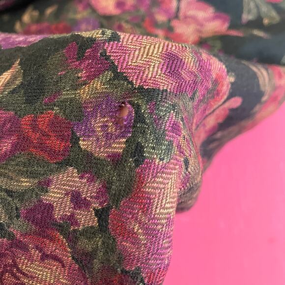 J.Putman | Vintage Black Pink Floral Wool Midi Skirt Made in USA Womens 8 - Picture 4 of 11